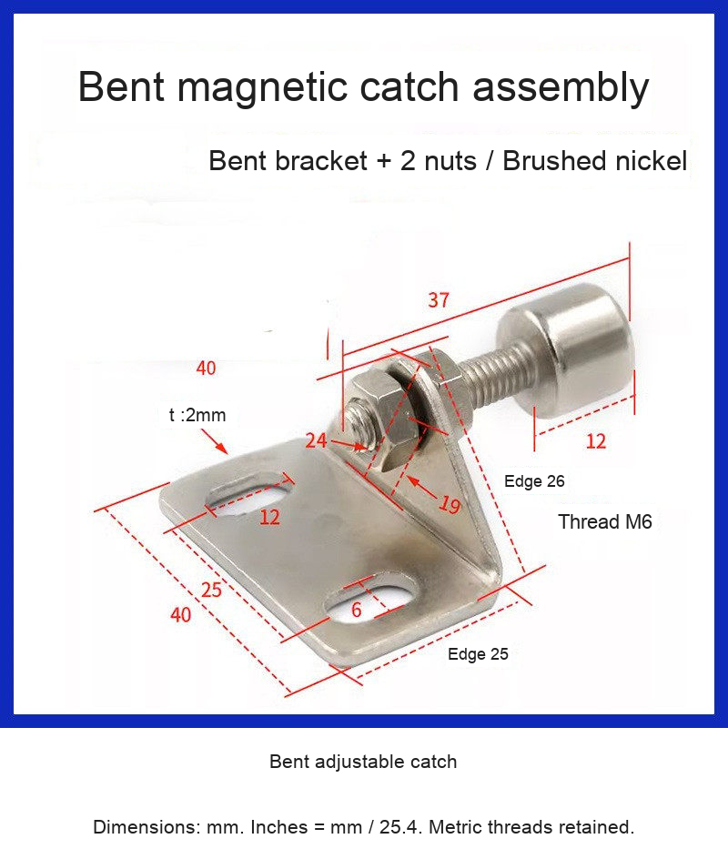 Bent adjustable catch — original photograph and dimensions