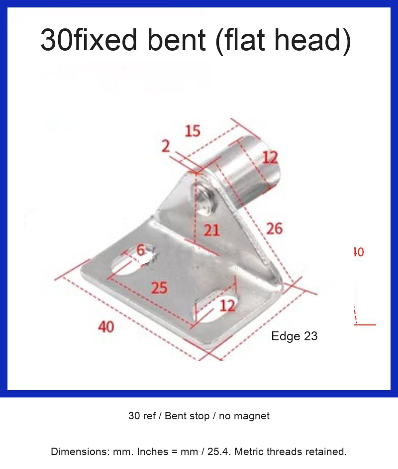 30 ref / Bent stop / no magnet — original photograph and dimensions