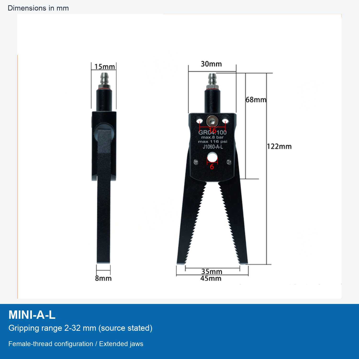 MINI-A-L | 2-32 mm grip dimensional image