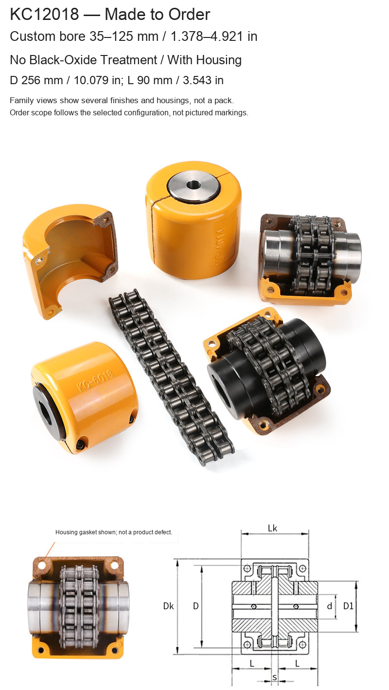 KC12018 / Bore 35–125 mm (1.378–4.921 in) / No Black-Oxide Treatment / With Housing