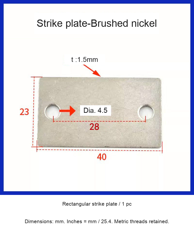 Rectangular strike plate / 1 pc — original photograph and dimensions