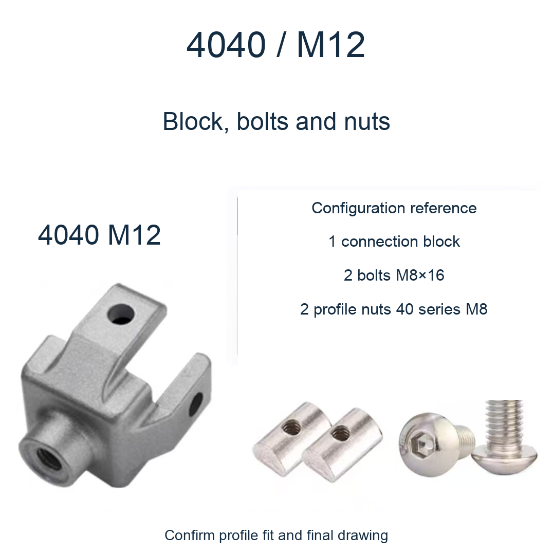 4040 M12 / Block, bolts and nuts