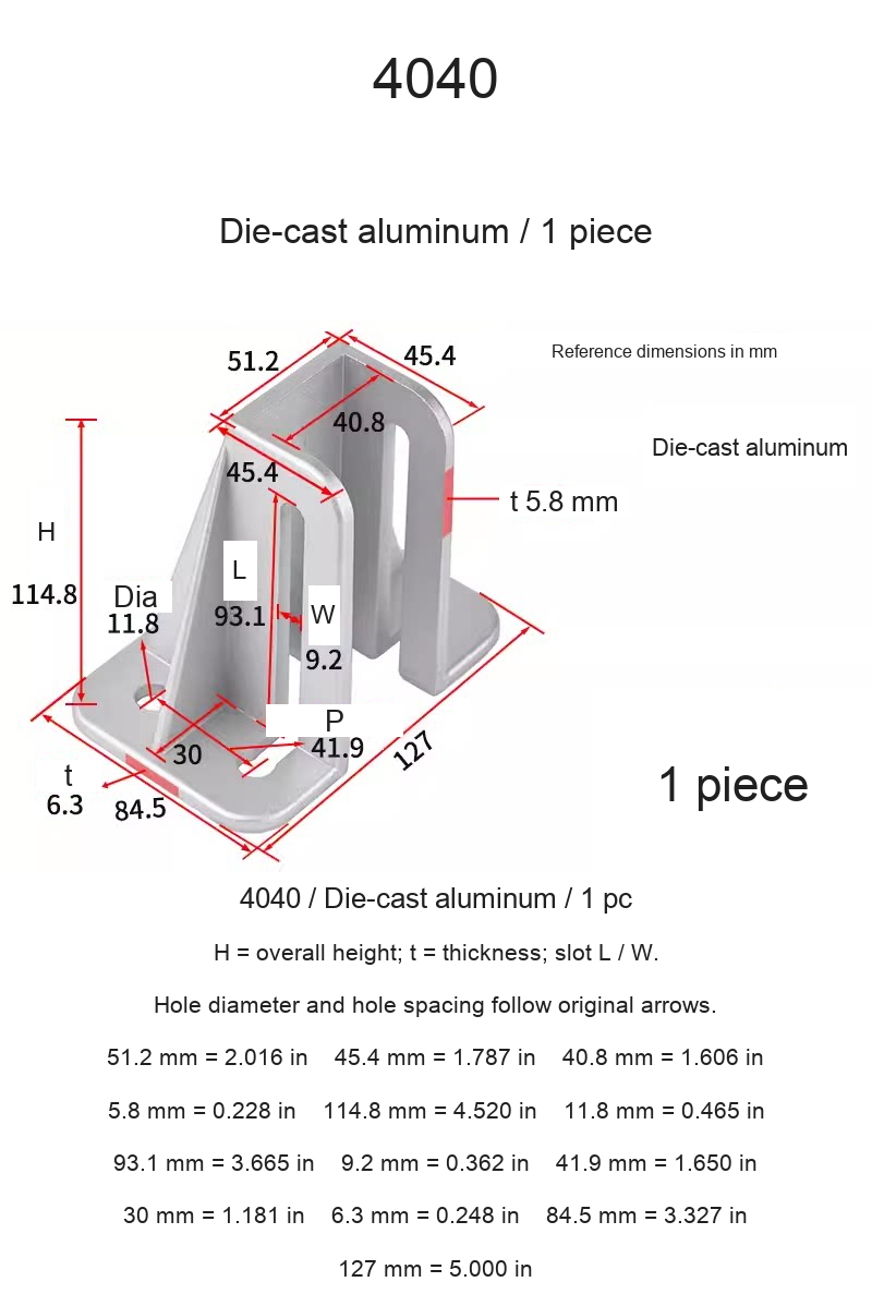4040 / Die-cast aluminum / 1 pc
