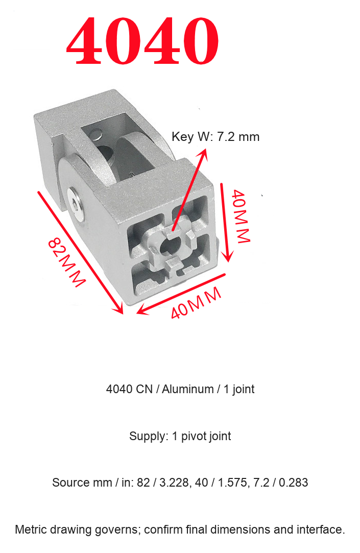 4040 CN / Aluminum / 1 joint — original product and dimension reference