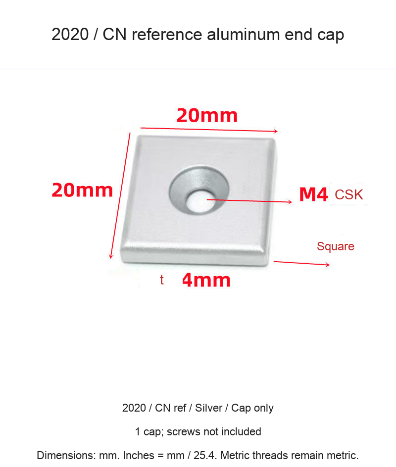 2020 / CN ref / Silver / Cap only — original end-cap photograph and dimensions