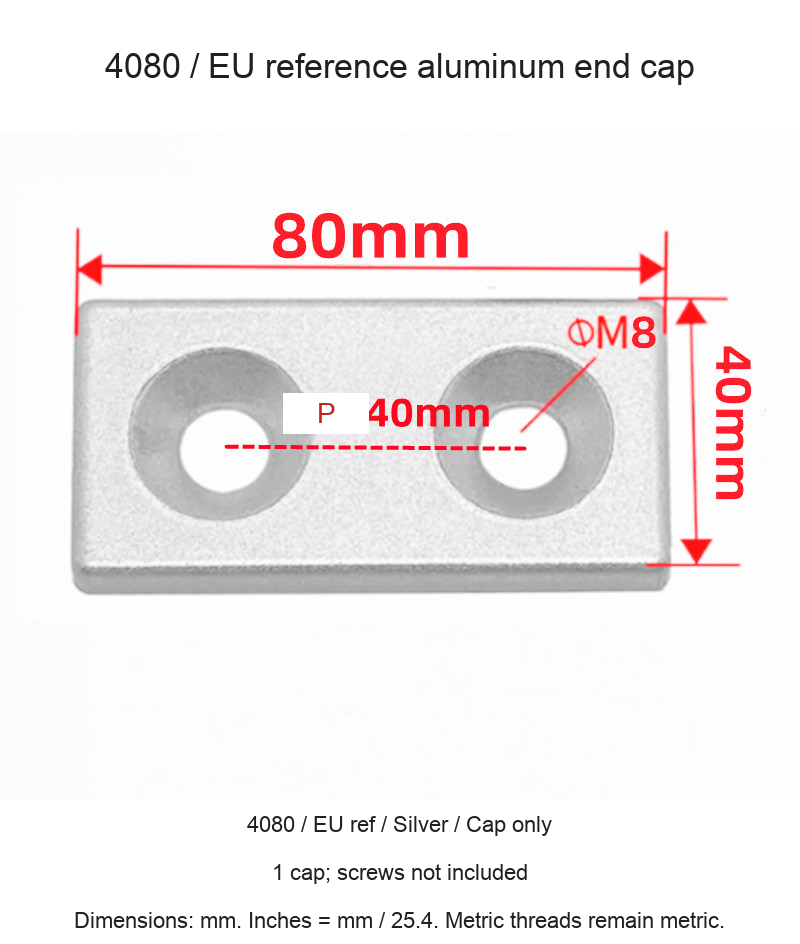 4080 / EU ref / Silver / Cap only — original end-cap photograph and dimensions