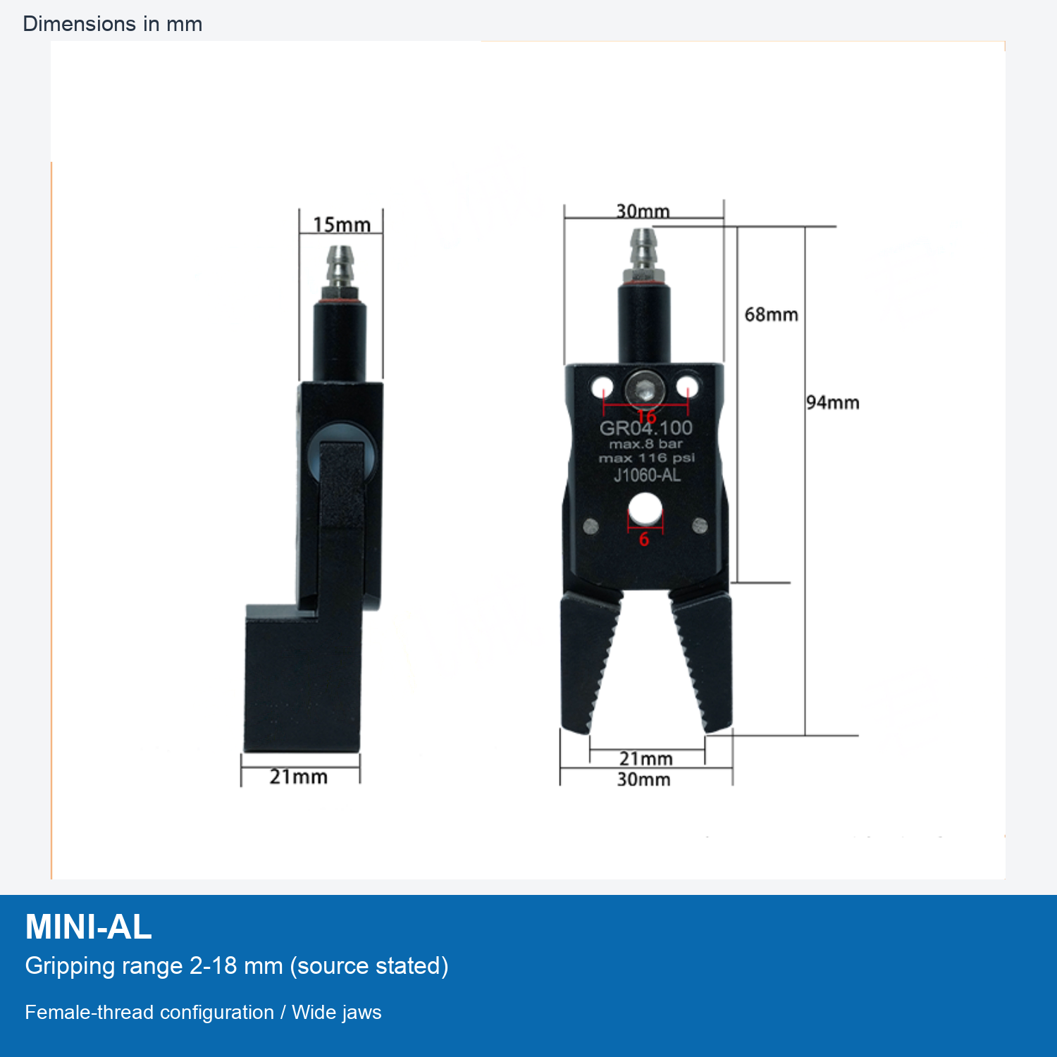 MINI-AL | 2-18 mm grip dimensional image