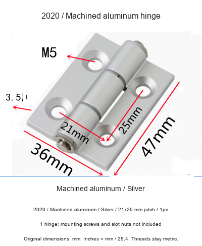2020 / Machined aluminum / Silver / 21x25 mm pitch / 1pc — original photographs and dimensional reference