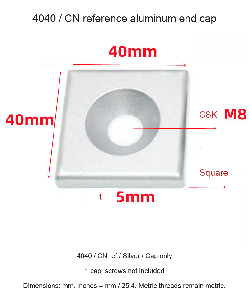 4040 / CN ref / Silver / Cap only — original end-cap photograph and dimensions