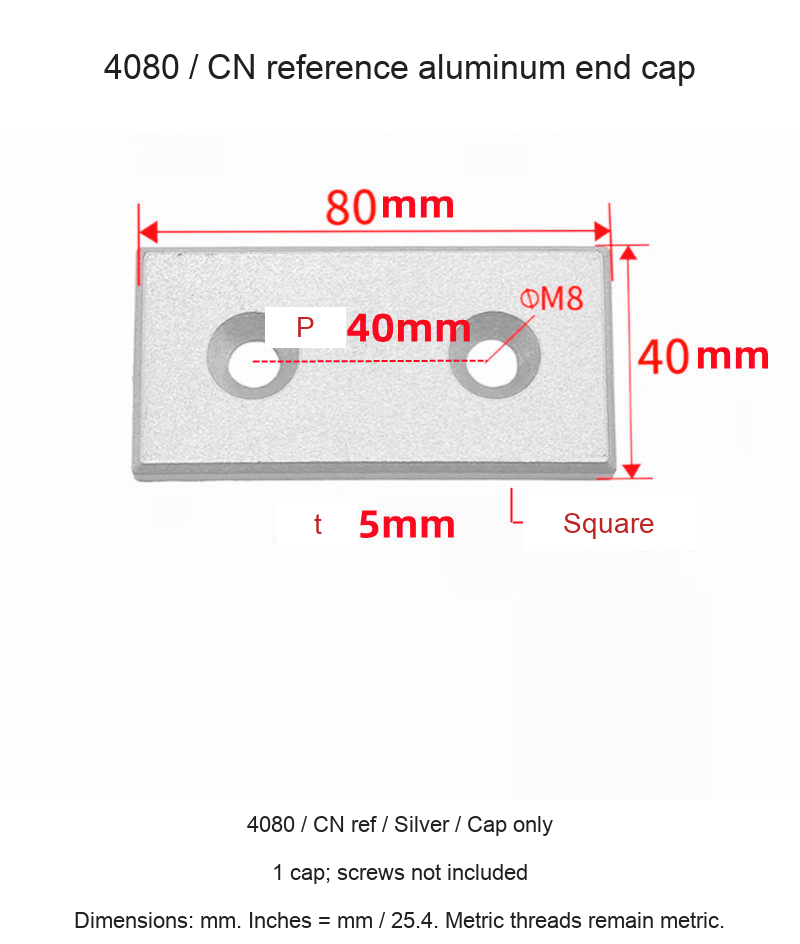 4080 / CN ref / Silver / Cap only — original end-cap photograph and dimensions