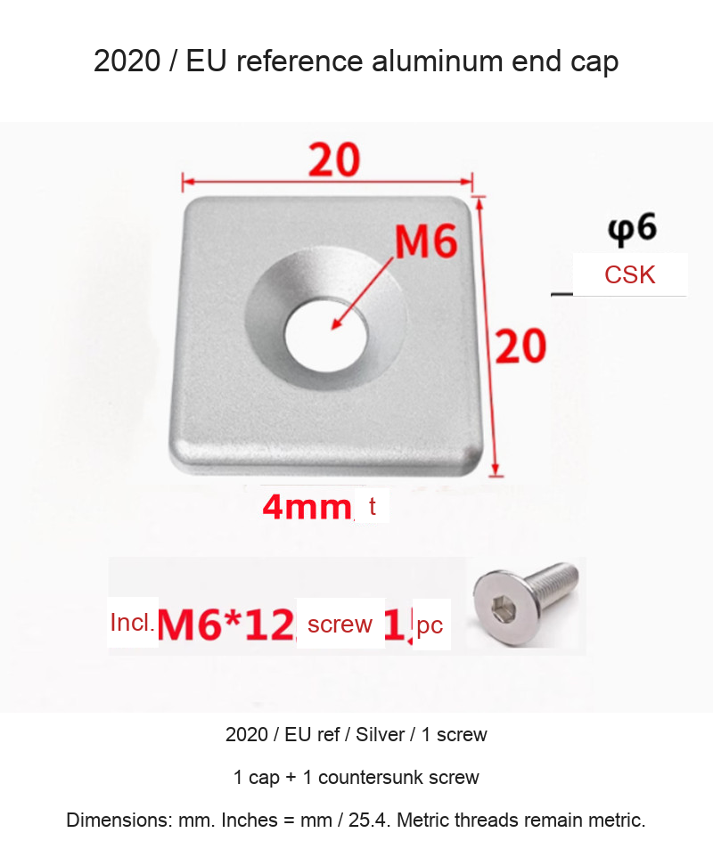 2020 / EU ref / Silver / 1 screw — original end-cap photograph and dimensions