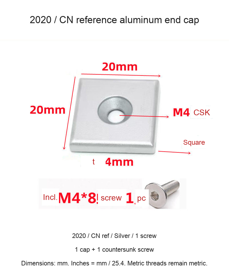 2020 / CN ref / Silver / 1 screw — original end-cap photograph and dimensions