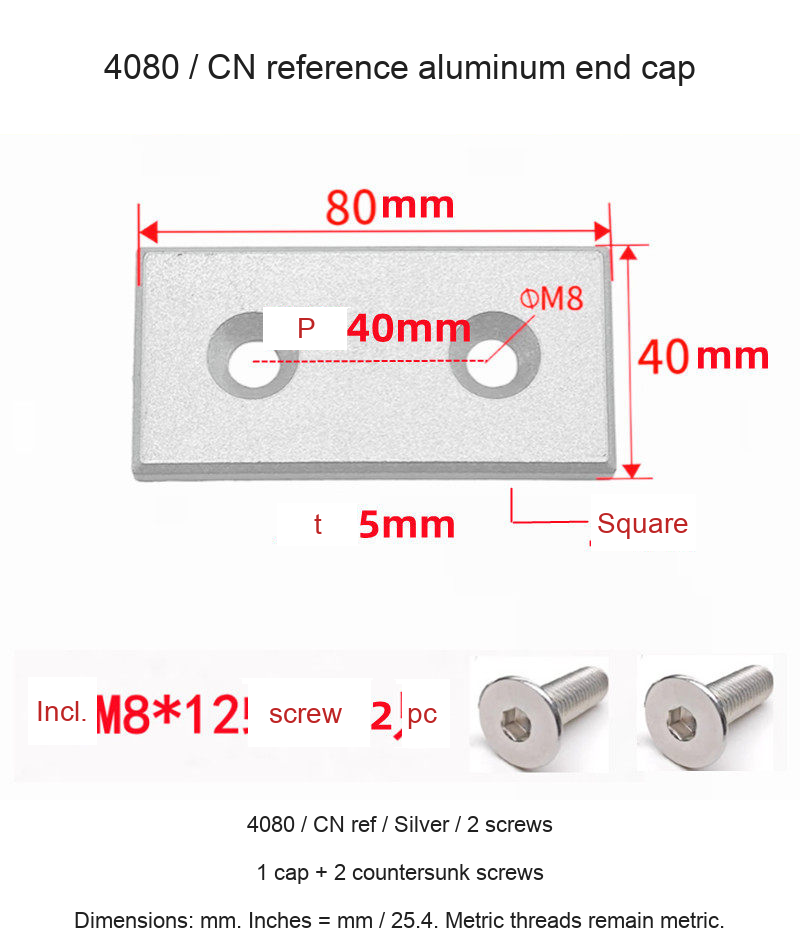 4080 / CN ref / Silver / 2 screws — original end-cap photograph and dimensions