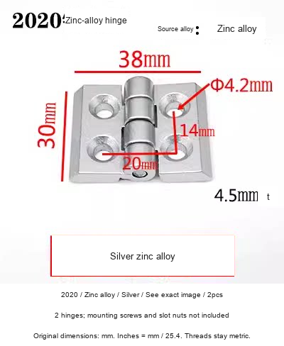 2020 / Zinc alloy / Silver / See exact image / 2pcs — original photographs and dimensional reference