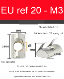 EU ref 20 / M3 / Nickel-plated CS / 1pc — original photograph and dimensional reference