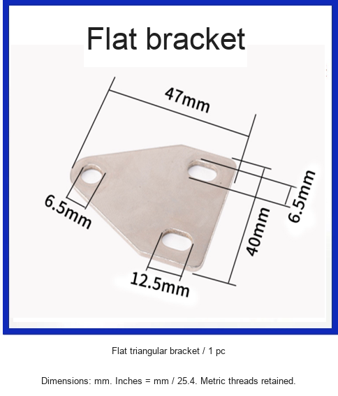 Flat triangular bracket / 1 pc — original photograph and dimensions