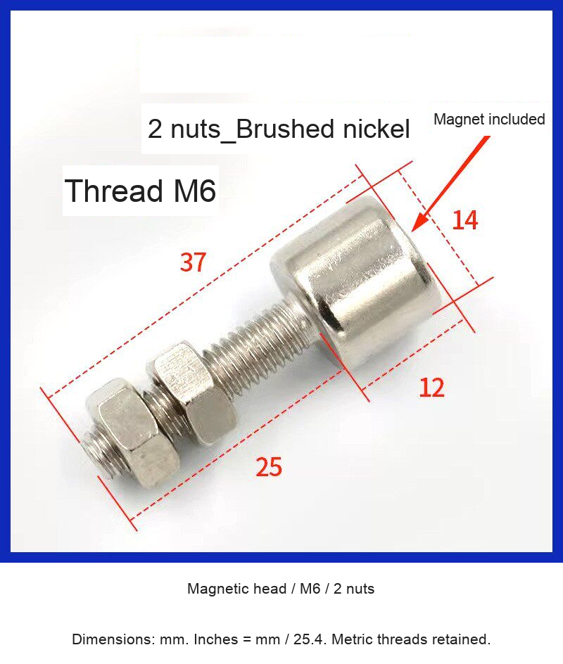 Magnetic head / M6 / 2 nuts — original photograph and dimensions