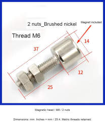 Magnetic head / M6 / 2 nuts — original photograph and dimensions