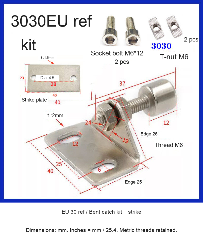 EU 30 ref / Bent catch kit + strike — original photograph and dimensions