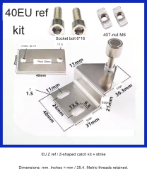 EU Z ref / Z-shaped catch kit + strike — original photograph and dimensions