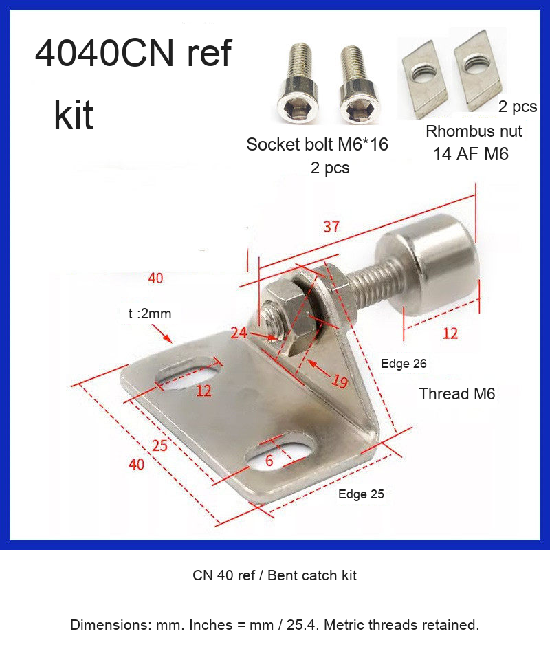 CN 40 ref / Bent catch kit — original photograph and dimensions