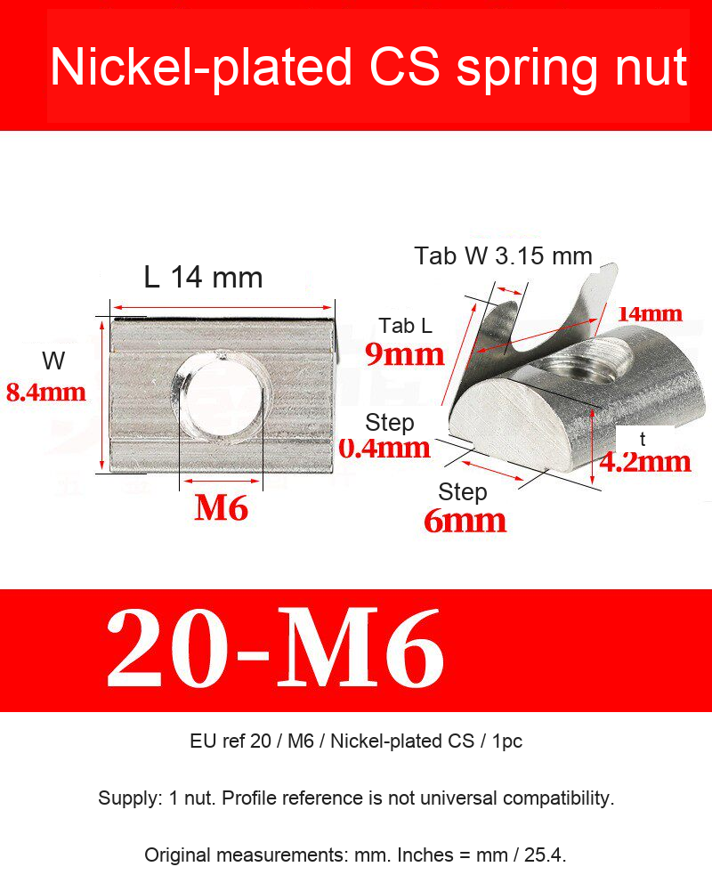 EU ref 20 / M6 / Nickel-plated CS / 1pc — original photograph and dimensional reference