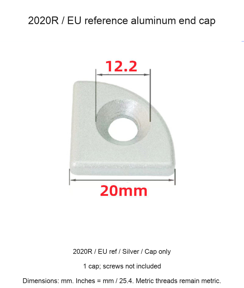 2020R / EU ref / Silver / Cap only — original end-cap photograph and dimensions