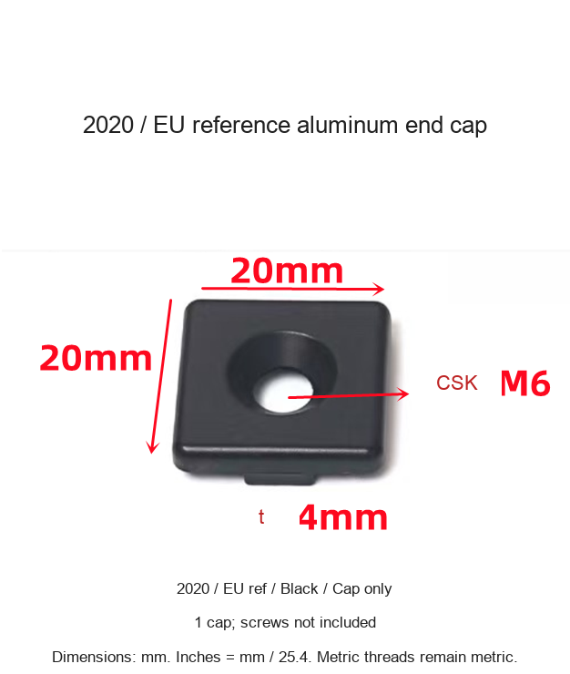 2020 / EU ref / Black / Cap only — original end-cap photograph and dimensions