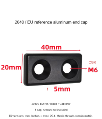2040 / EU ref / Black / Cap only — original end-cap photograph and dimensions