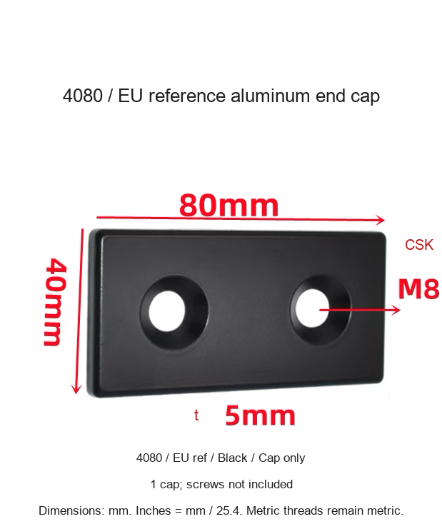 4080 / EU ref / Black / Cap only — original end-cap photograph and dimensions