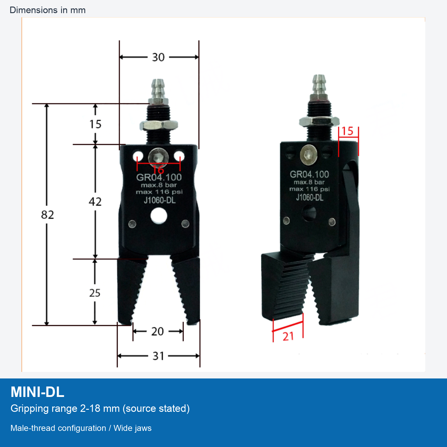 MINI-DL | 2-18 mm grip dimensional image