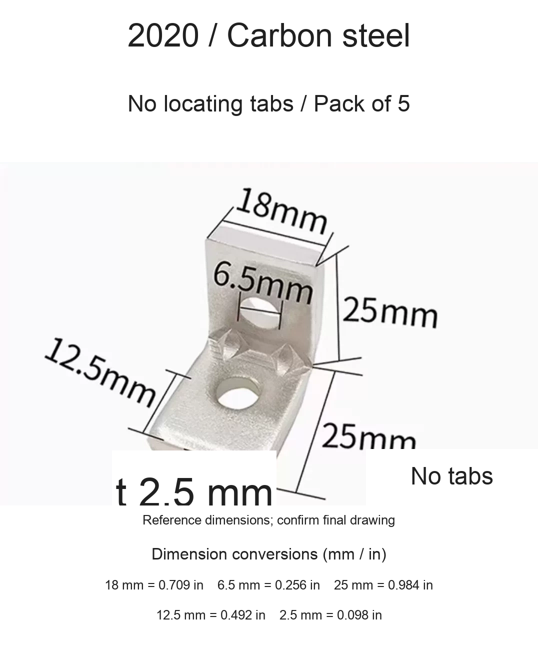 2020 / Carbon steel / No locating tabs / 5 pcs