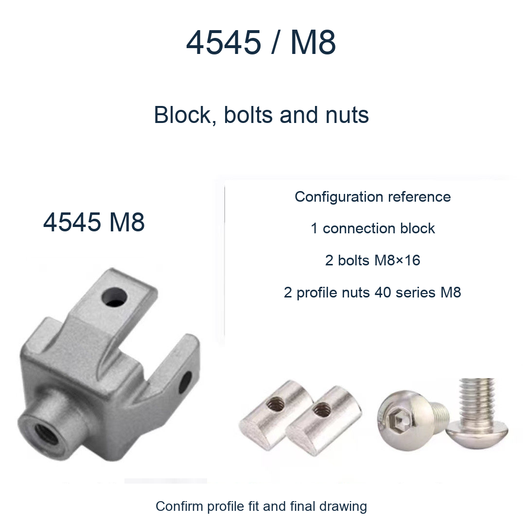 4545 M8 / Block, bolts and nuts