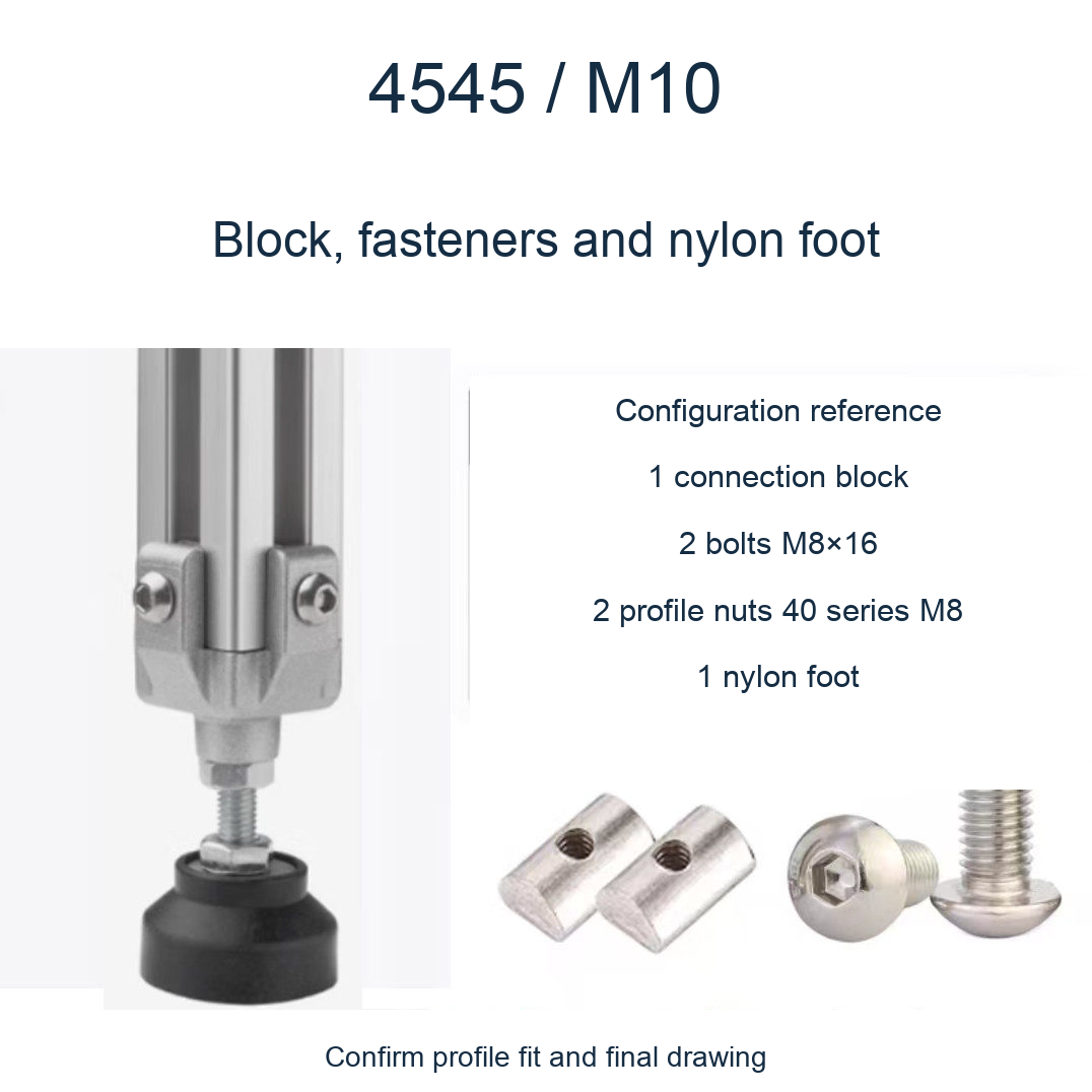 4545 M10 / Block, fasteners and nylon foot