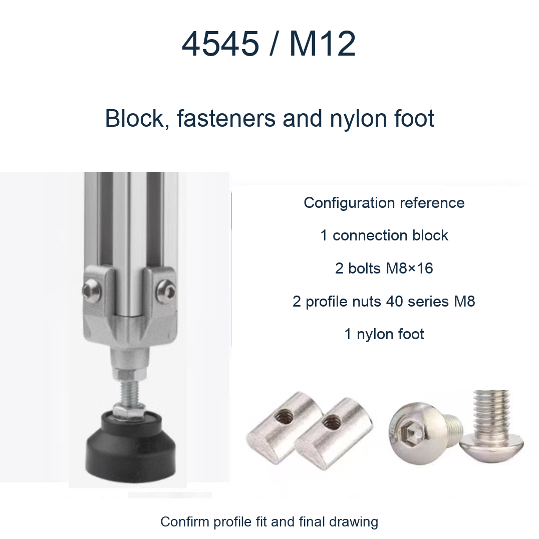 4545 M12 / Block, fasteners and nylon foot