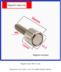 Magnetic head / M6 / no nuts — original photograph and dimensions