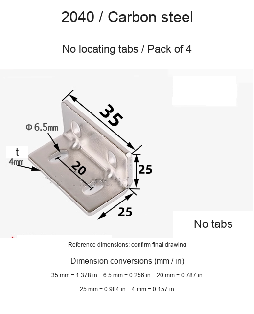 2040 / Carbon steel / No locating tabs / 4 pcs