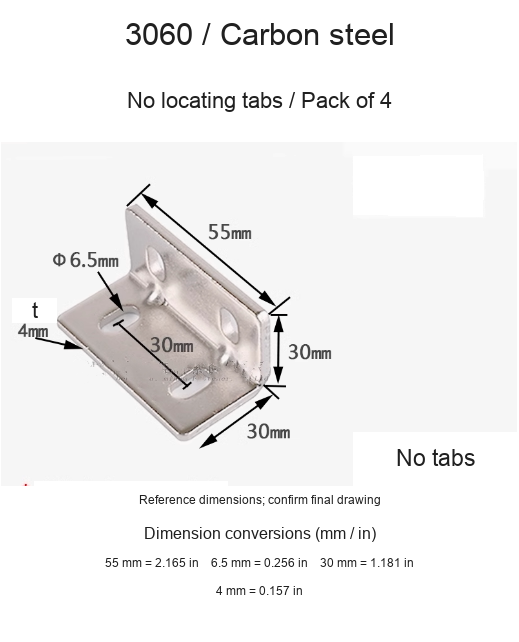 3060 / Carbon steel / No locating tabs / 4 pcs