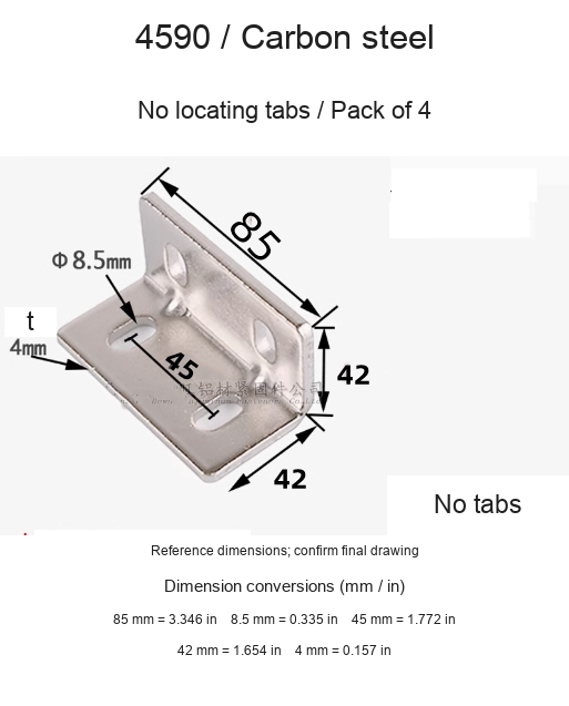 4590 / Carbon steel / No locating tabs / 4 pcs