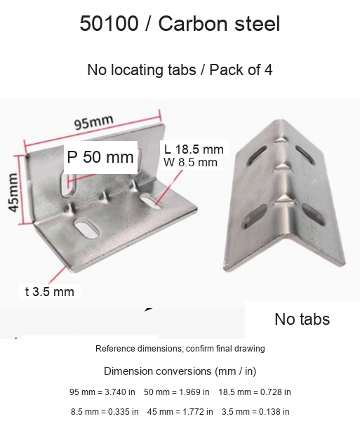 50100 / Carbon steel / No locating tabs / 4 pcs