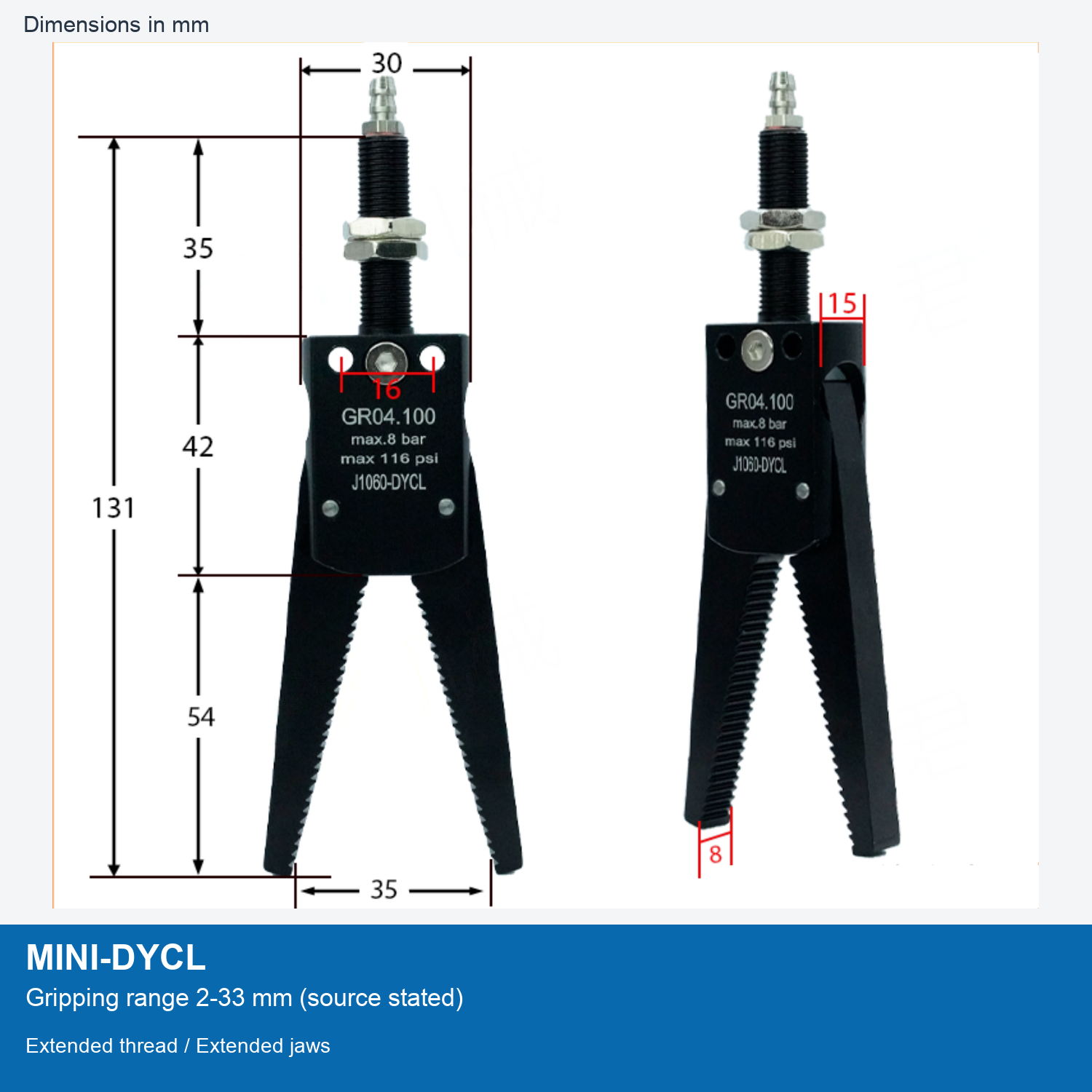 MINI-DYCL | 2-33 mm grip dimensional image