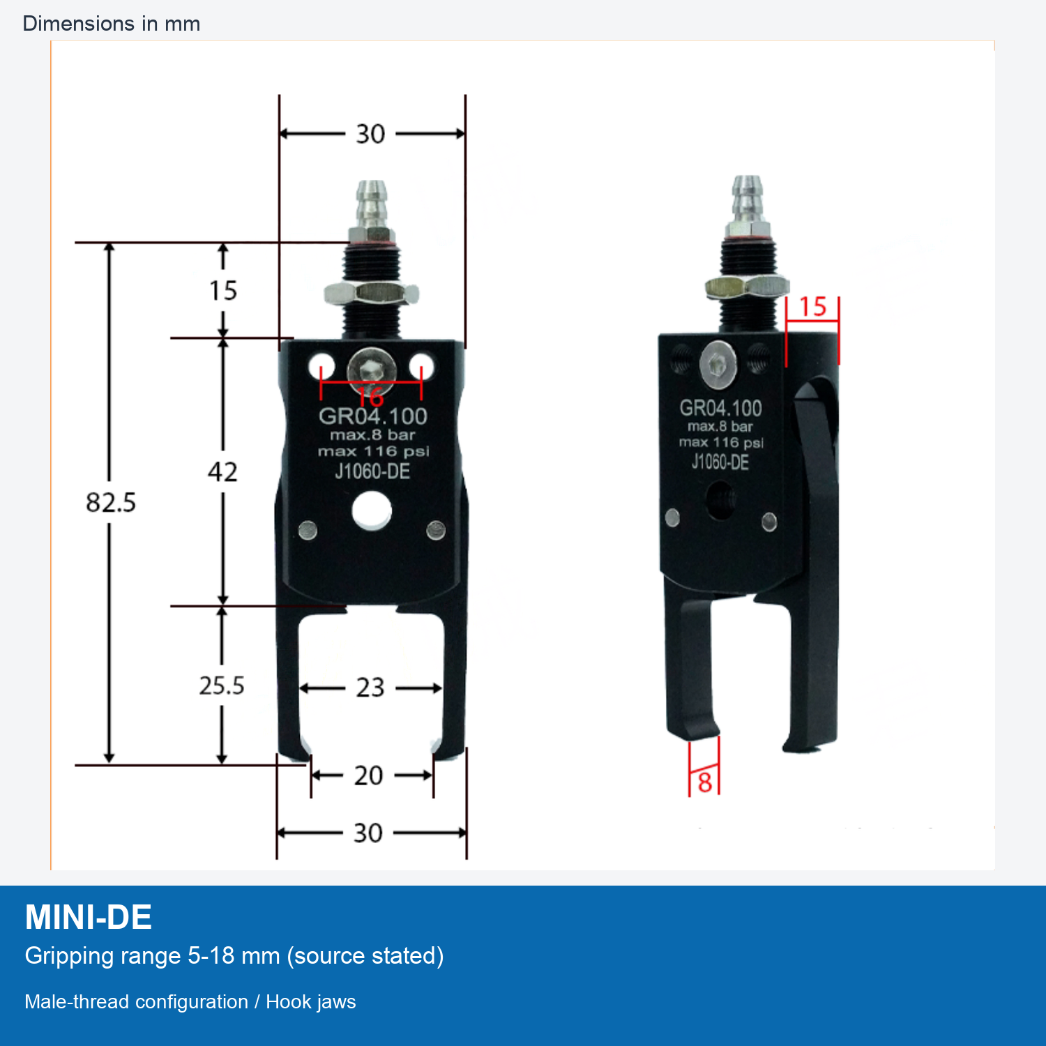MINI-DE | 5-18 mm grip dimensional image
