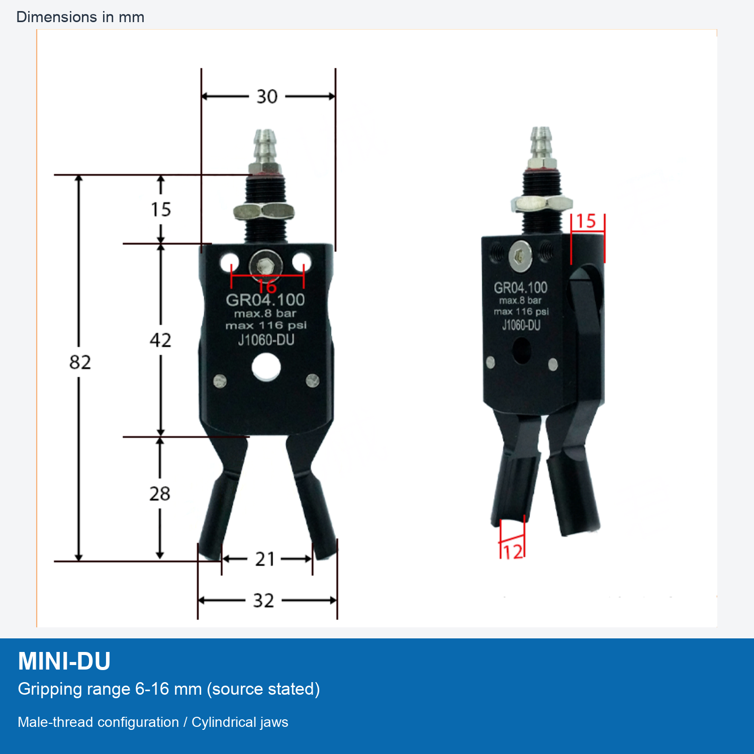 MINI-DU | 6-16 mm grip dimensional image
