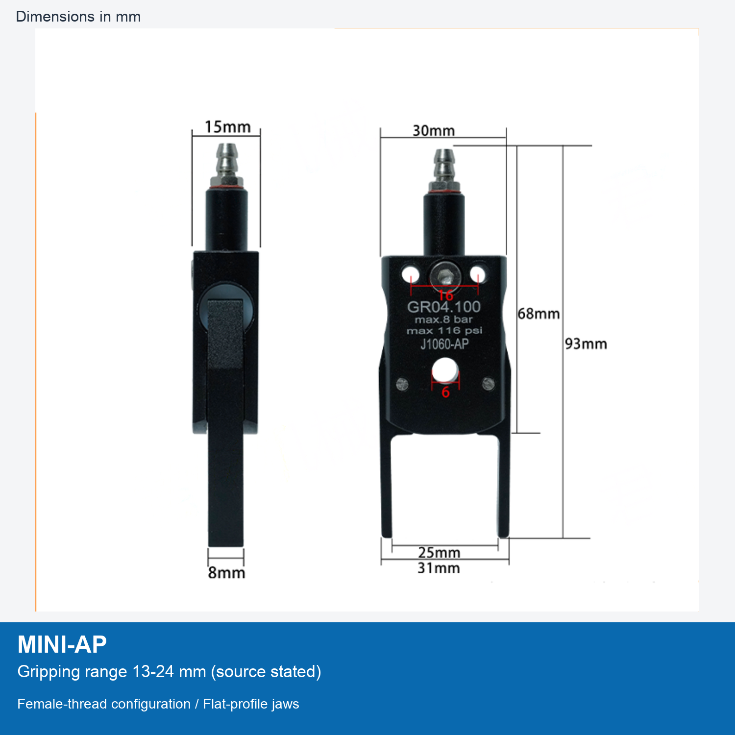MINI-AP | 13-24 mm grip dimensional image