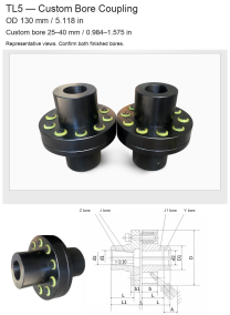 TL5 / OD 130 mm (5.118 in) / Custom Bore 25–40 mm (0.984–1.575 in)