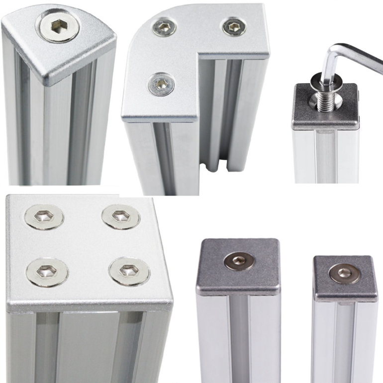 Original extrusion end-cap installation examples; extrusions and tools are not supplied