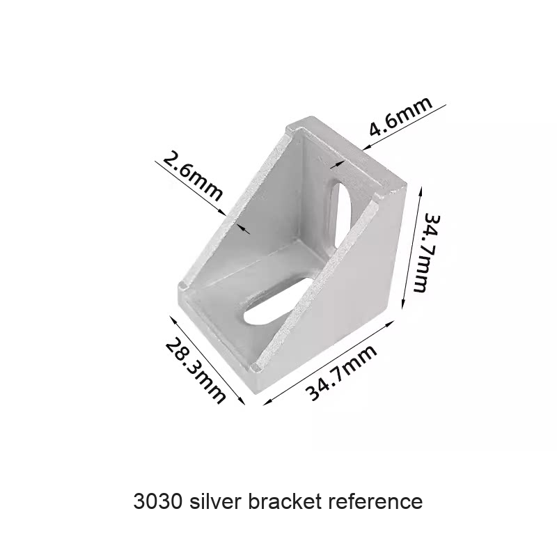 3030 silver bracket reference — original photograph; verify selected SKU dimensions
