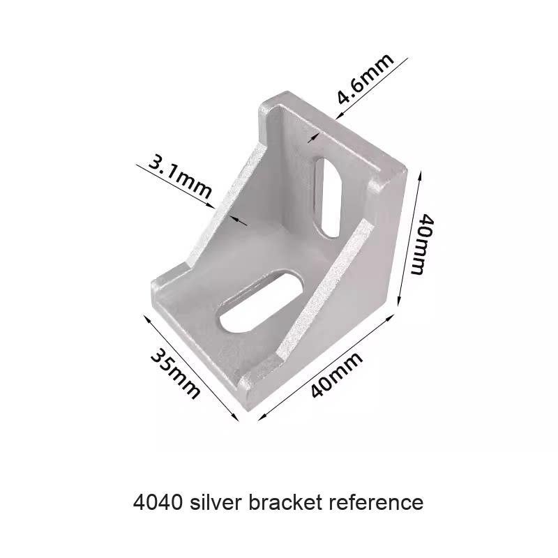 4040 silver bracket reference — original photograph; verify selected SKU dimensions