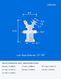 PP Reducing Y and Luer-Style Y Hose Connectors, 2-10 mm Models original photograph