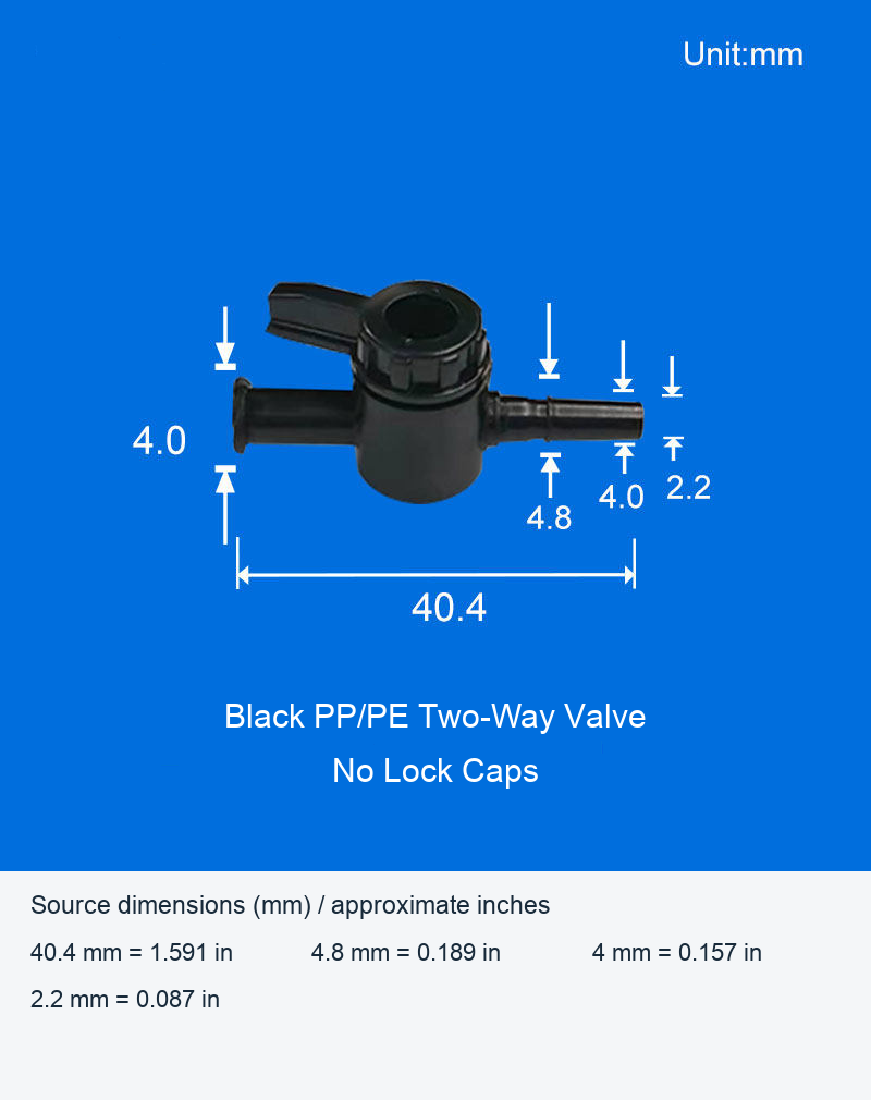 PP/PE Two-Way Luer-Style Valves and Separate Mounting Seat original product view 2